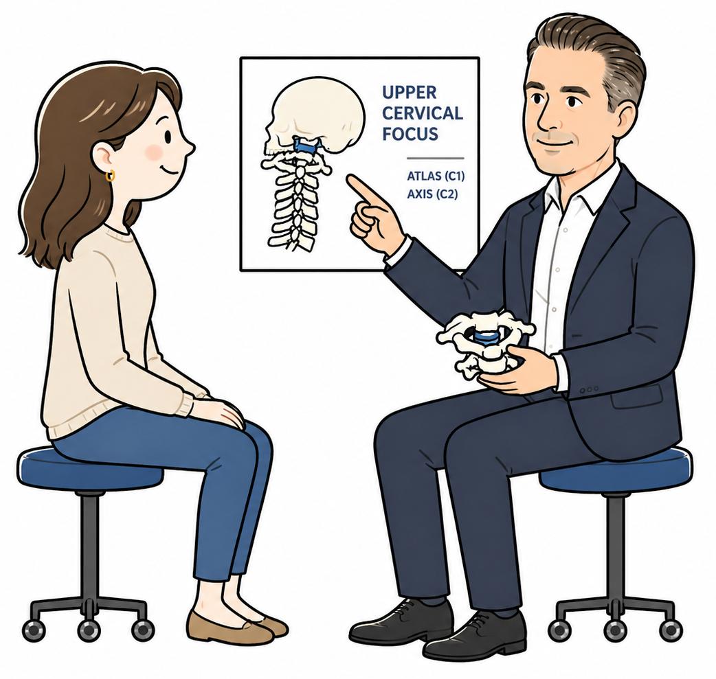 Doctor explaining upper cervical care to patient
